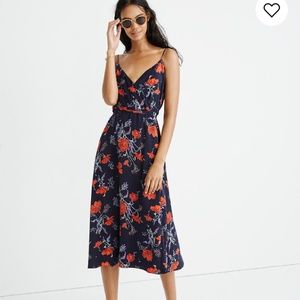 NWT Madewell Cami Wrap Dress, Windblown Poppies